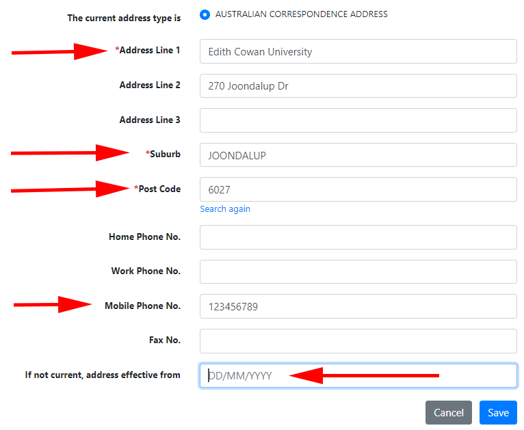 How do I change my address with the University?